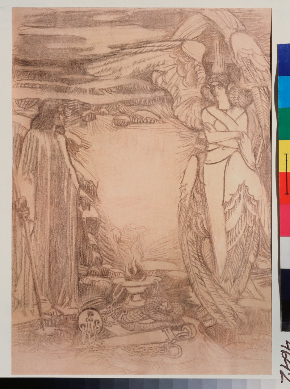 Ilustrace pour le poeme Prophete de Alexandre Pouchkine (1799-1837) (ilustrace k básni Prorok od A Puškina) - Kresba Michaila Alexandroviče Vrubela (Vrubel) (1856-1910), sangvinik na papíře od Mikhail Aleksandrovich Vrubel