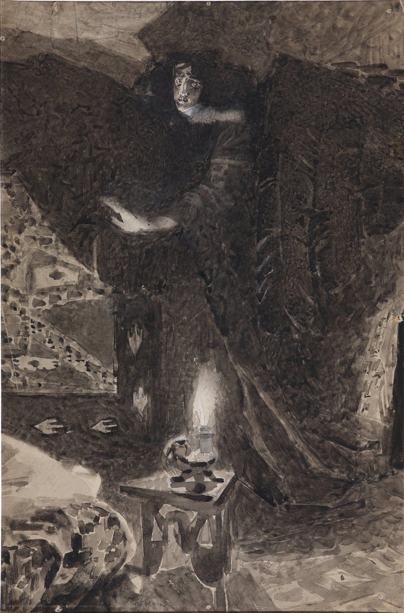 Ilustrace k básni Démon od Michaila Lermontova, 1890-1900 od Mikhail Aleksandrovich Vrubel