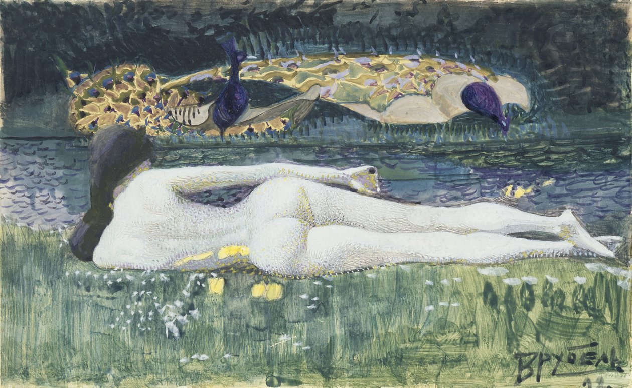 Kladení aktu, 1902 od Mikhail Aleksandrovich Vrubel