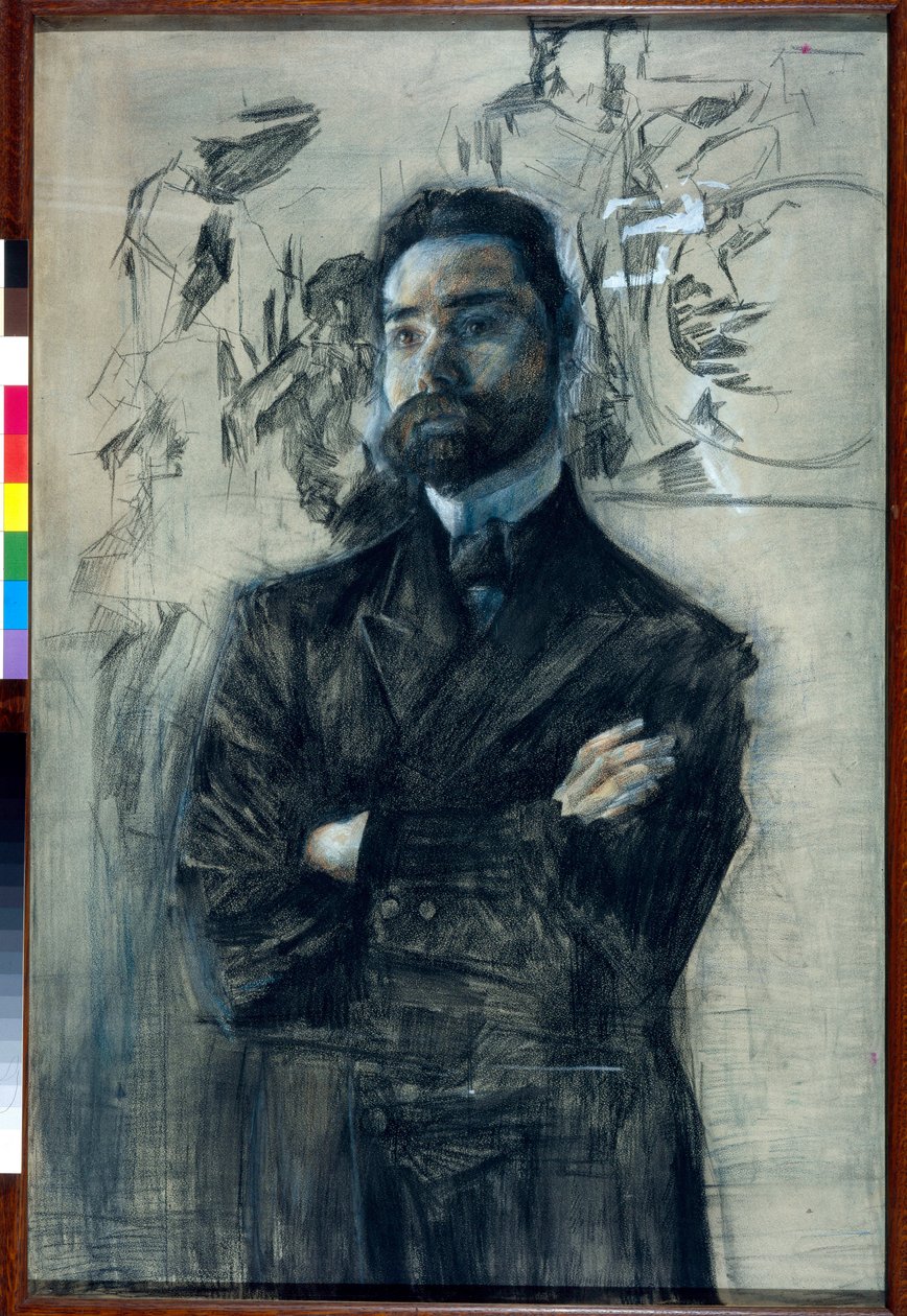 Portrét básníka Valeriho Iakovleviče Briussova (1873-1924) - Oeuvre de Michail Alexandrovič Vrubel (Vroubel) (1856-1910) od Mikhail Aleksandrovich Vrubel