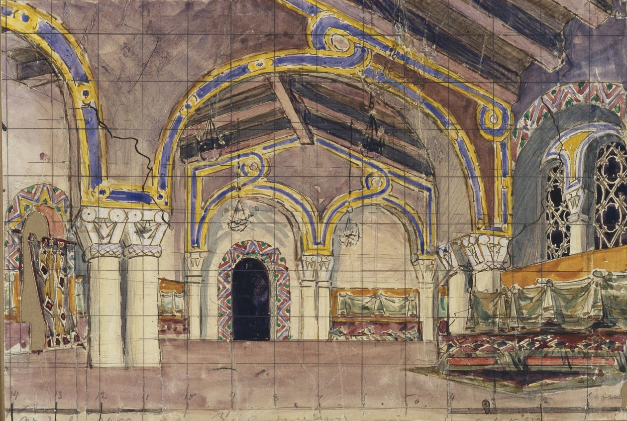 Scénografie k opeře Carská nevěsta N. Rimského-Korsakova, 1899 od Mikhail Aleksandrovich Vrubel