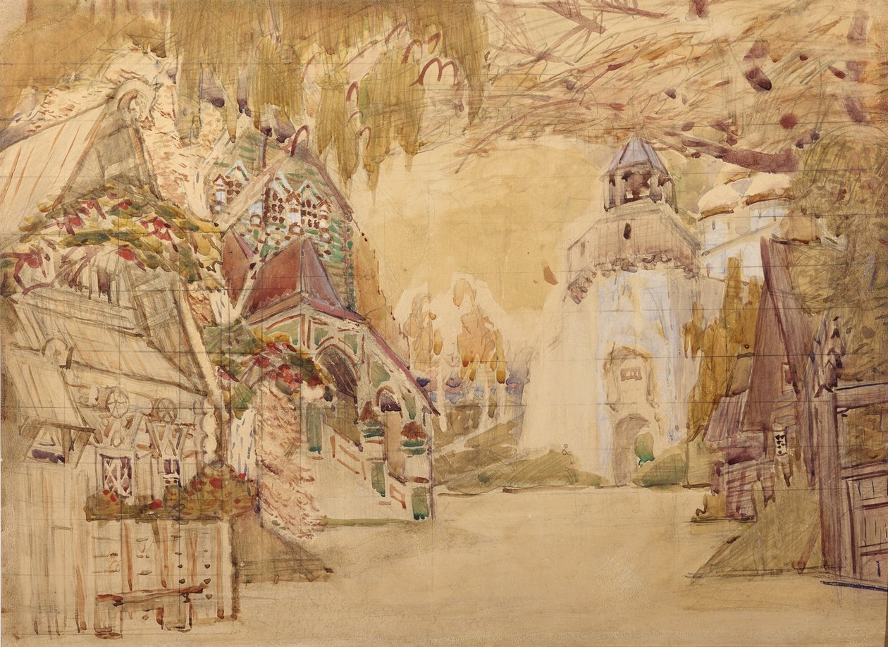 Scénografie k opeře Carská nevěsta N. Rimského-Korsakova, 1899 od Mikhail Aleksandrovich Vrubel