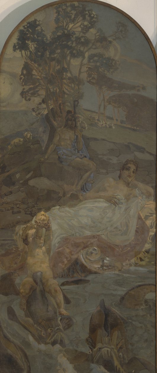 Venuše, Amor a Paříž, centrální panel triptychu The Judgment of Paris od Mikhail Aleksandrovich Vrubel