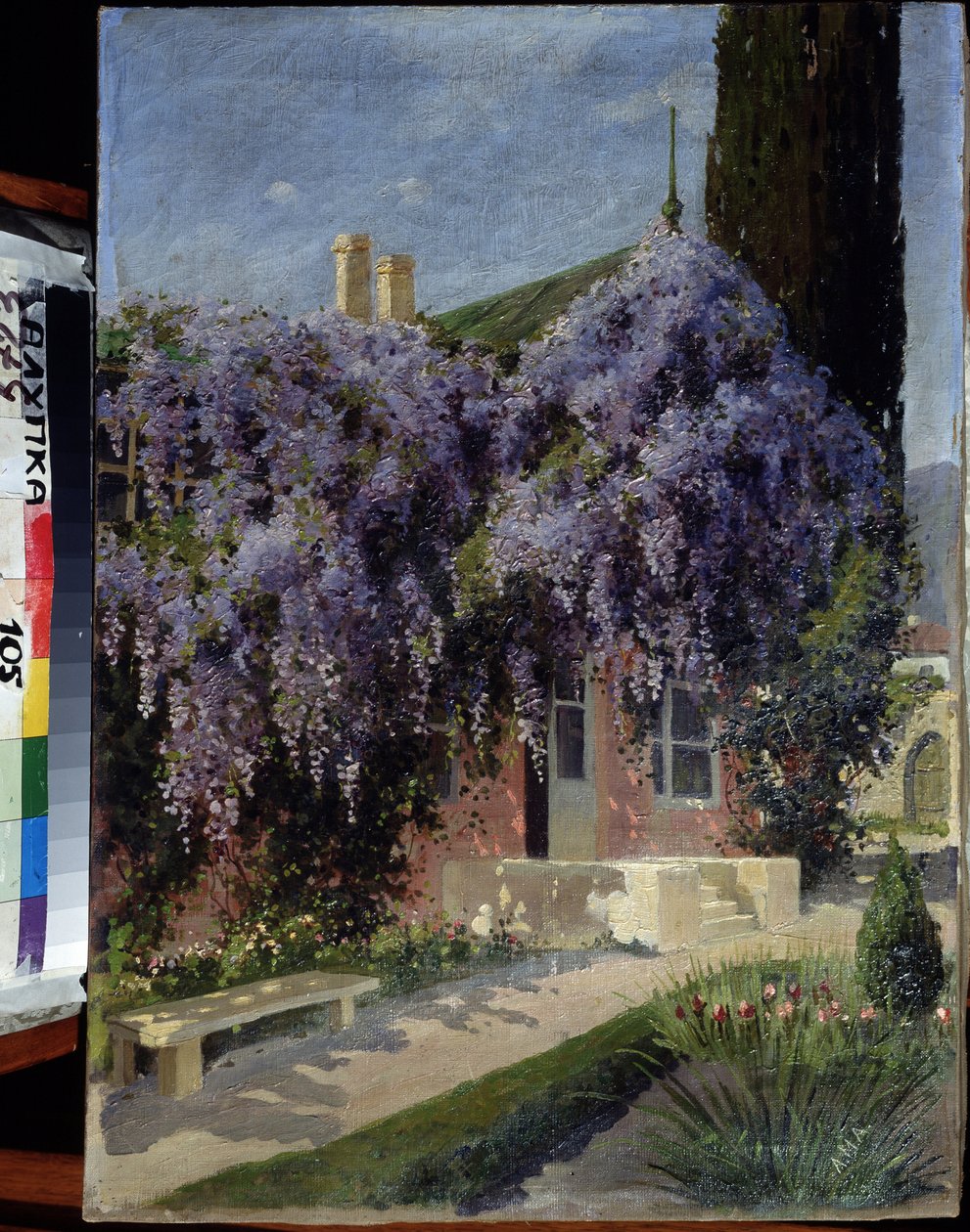 Dům propletený vistárií. Obraz Michaila Alexandroviče Alisova (1859-1933). Olej na plátně, 62,3 x 44,4 cm. Ruská škola na počátku 20. století. Muzeum architektury a umění, Alupka, Ukrajina. ©FineArtImage/Leemage od Mikhail Alexandrovich Alisov