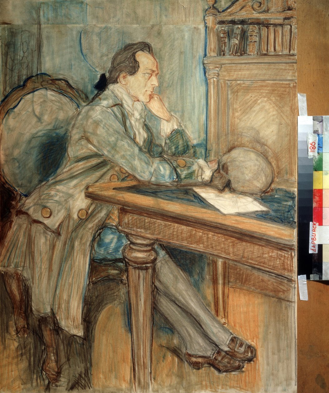 Johann Wolfgang von Goethe (1749-1832) objevil lidskou mezičelistní kost 27. března 1784 (Johann Wolfgang von Goethe objevil lidskou mezičelistní kost 27. března od Mikhail Dmitrievich Ezuchevsky