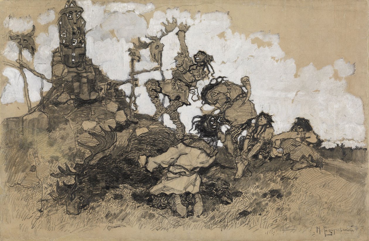 Uctívání Idolů od Mikhail Dmitrievich Ezuchevsky