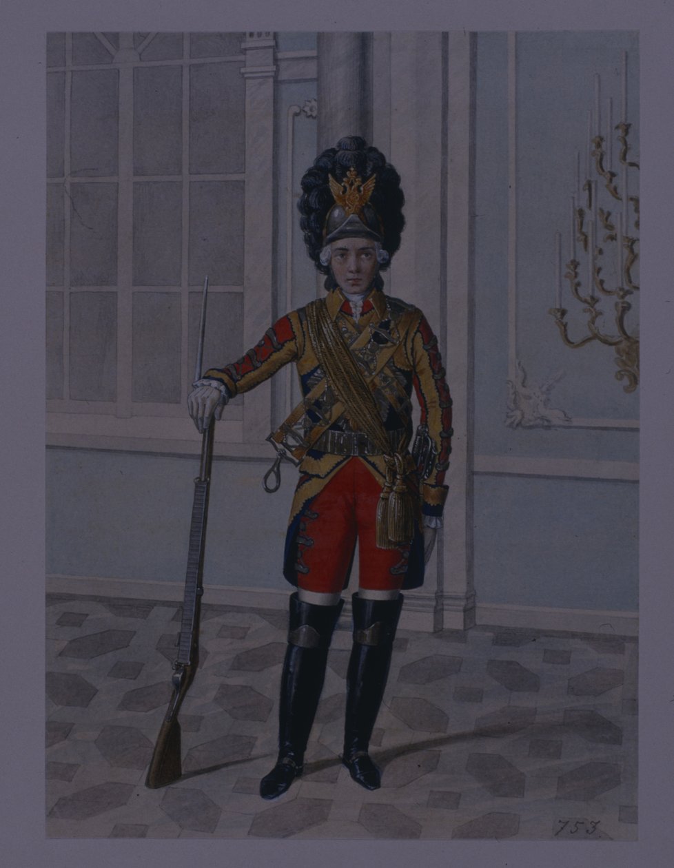 Důstojník jezdeckého pluku Life Guard v letech 1764-1796, počátek 40. let 19. století od Mikhail Ivanovich Terebenev