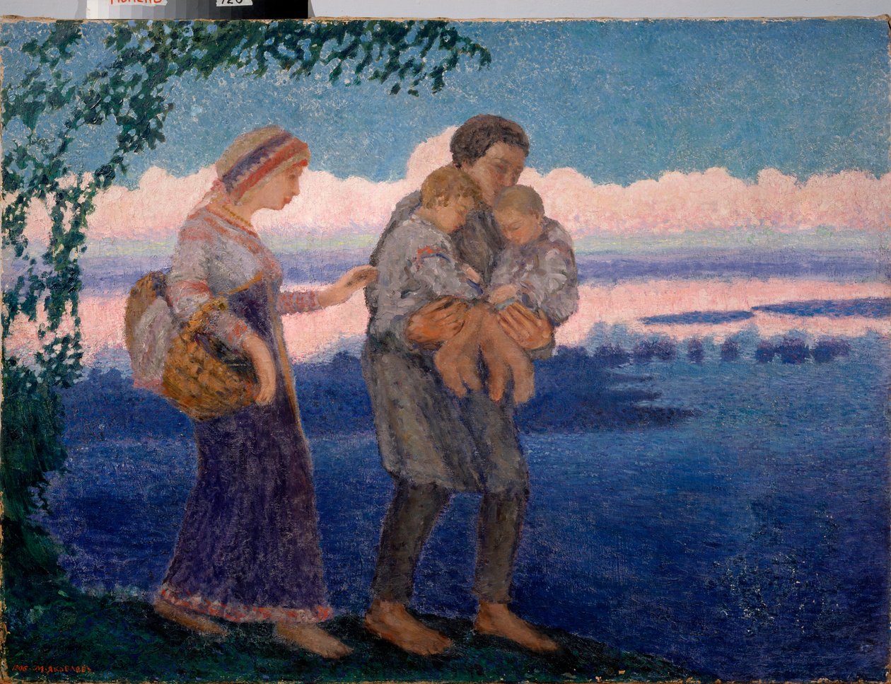 Večerní návrat domů - obraz Michaila Nikolajeviče Jakovleva (1880-1942), olej na plátně od Mikhail Nikolayevich Yakovlev