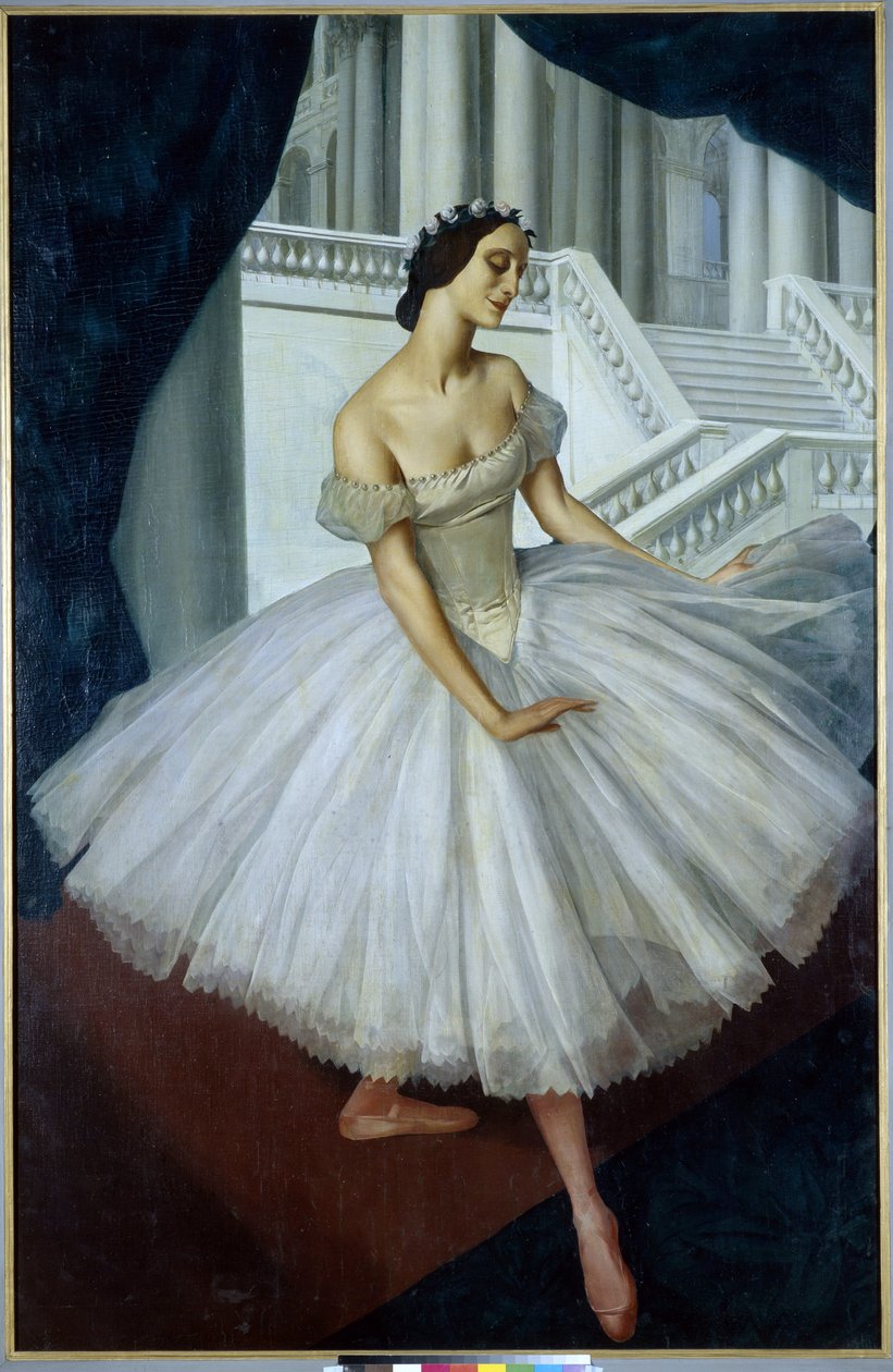 Portrét baletky Anny Pavlové (1881-1931) (Baletka Anna Pavlova) - Malba Alexandra Evguenieviče Jacovieffa (Alexander Jevgenjevič Jakovlev nebo Iacovieff) (1887-1938), olej na plátně (190x121,5 cm) od Mikhail Nikolayevich Yakovlev