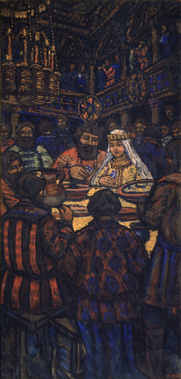 Svatba velkovévody Vladimíra I. Svjatoslaviče Triptych, Centrální panel, 20. léta 20. století od Mikhail Nikolayevich Yakovlev