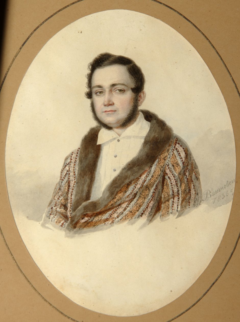 Portrét Jakova Nikolajeviče Kalinovského 1814-1903, 1836 od Mikhail Prokopyevich Vishnevitsky