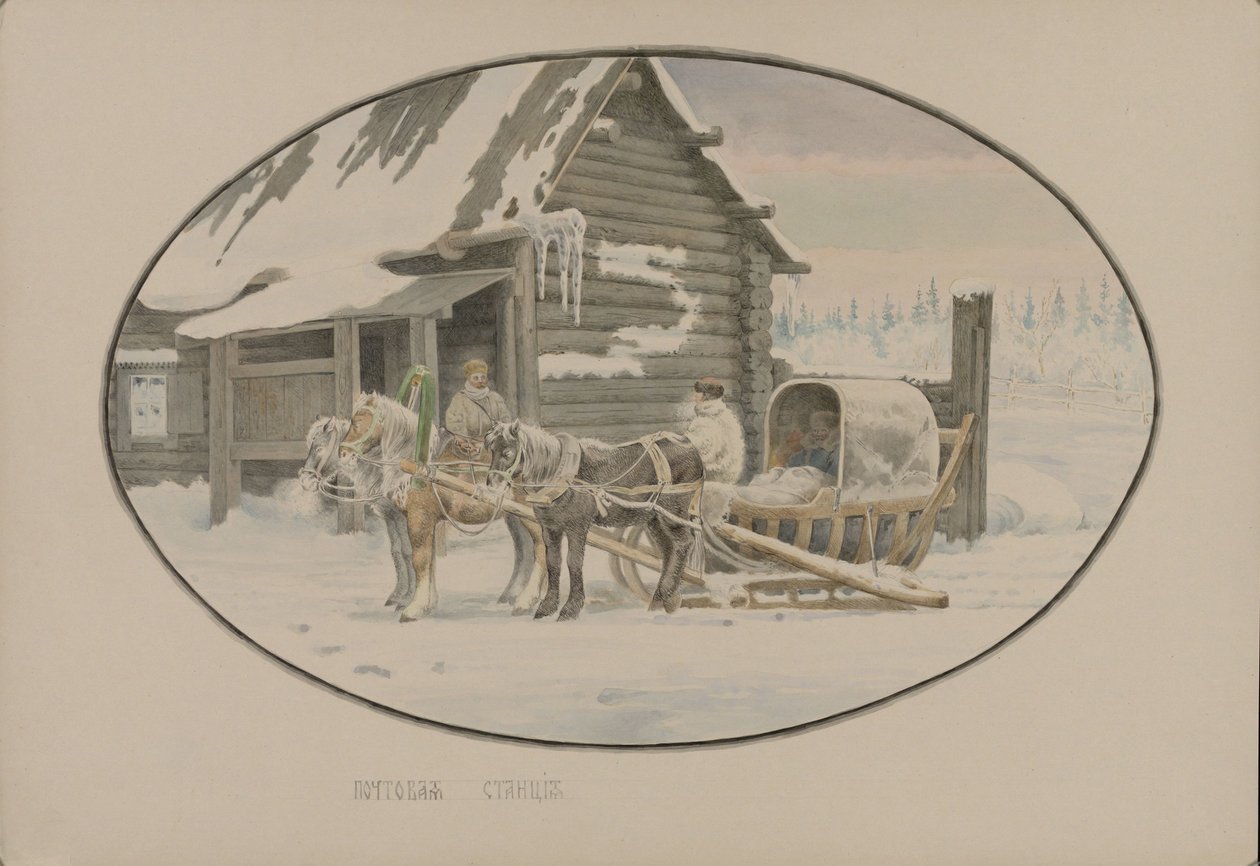 Poštovní stanice, 1862. od Mikhail Stepanovich Znamensky