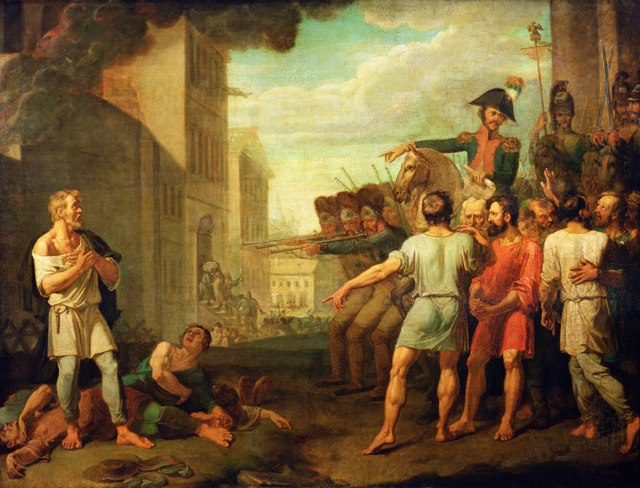 Poprava Rusů francouzskými vojáky v roce 1812 od Mikhail Tikhonov