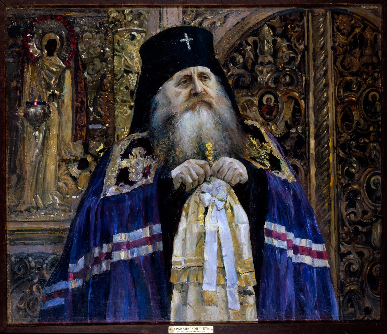 Portrét Antonia, metropolity Kyjeva a Haliče (1863-1936) (Portrét metropolity Antonyho Kyjeva a Haliče) - olej na plátně Michaila Vasiljeviče Nesterova (1862-1942) od Mikhail Vasilievich Nesterov