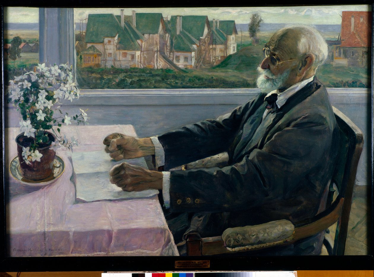 Portrét fyziologa, psychologa a lékaře Ivana Petroviče Pavlova - obraz Michaila Vasiljeviče Nesterova (1862-1942), olej na plátně od Mikhail Vasilievich Nesterov