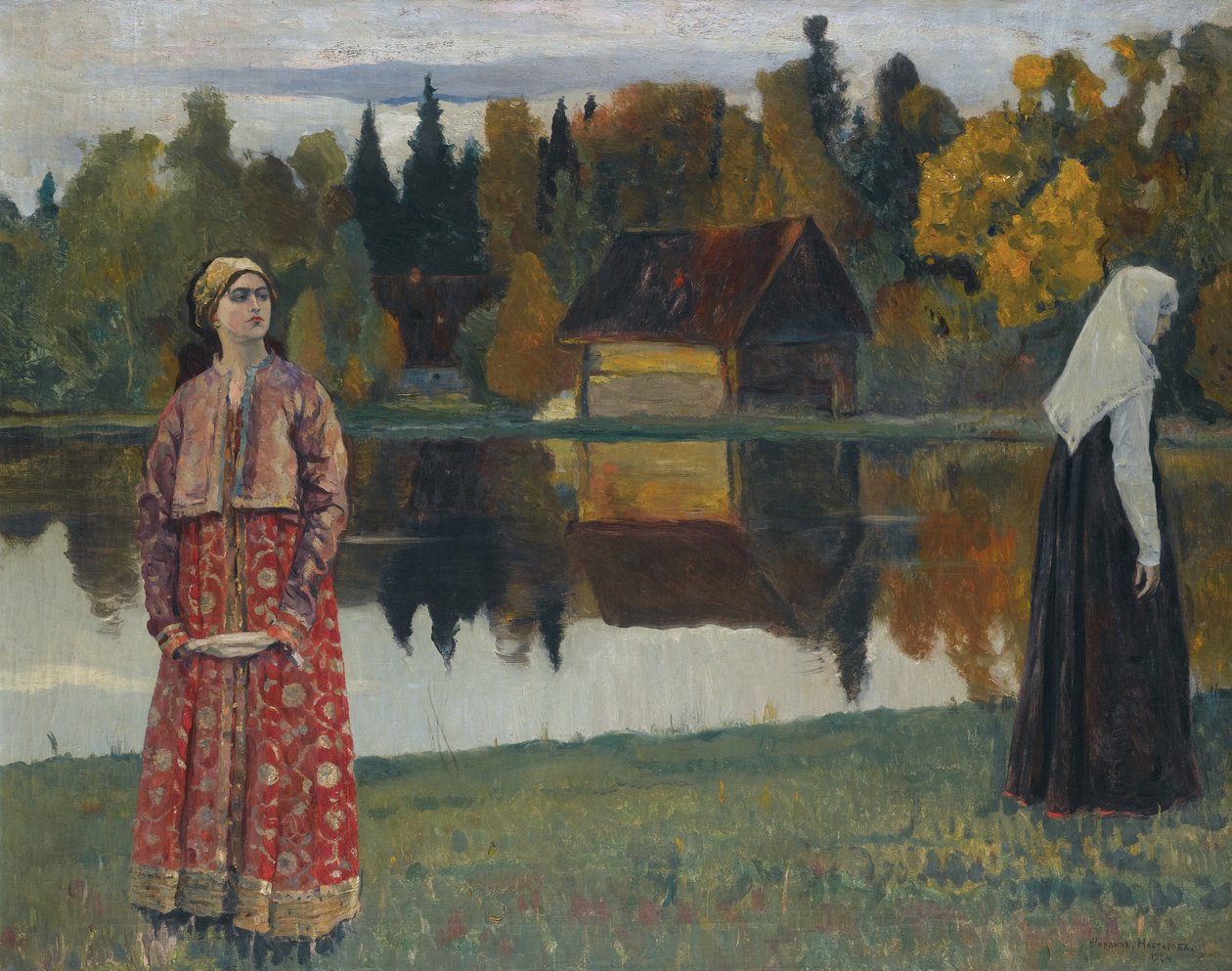 U jezera, 1924 od Mikhail Vasilievich Nesterov