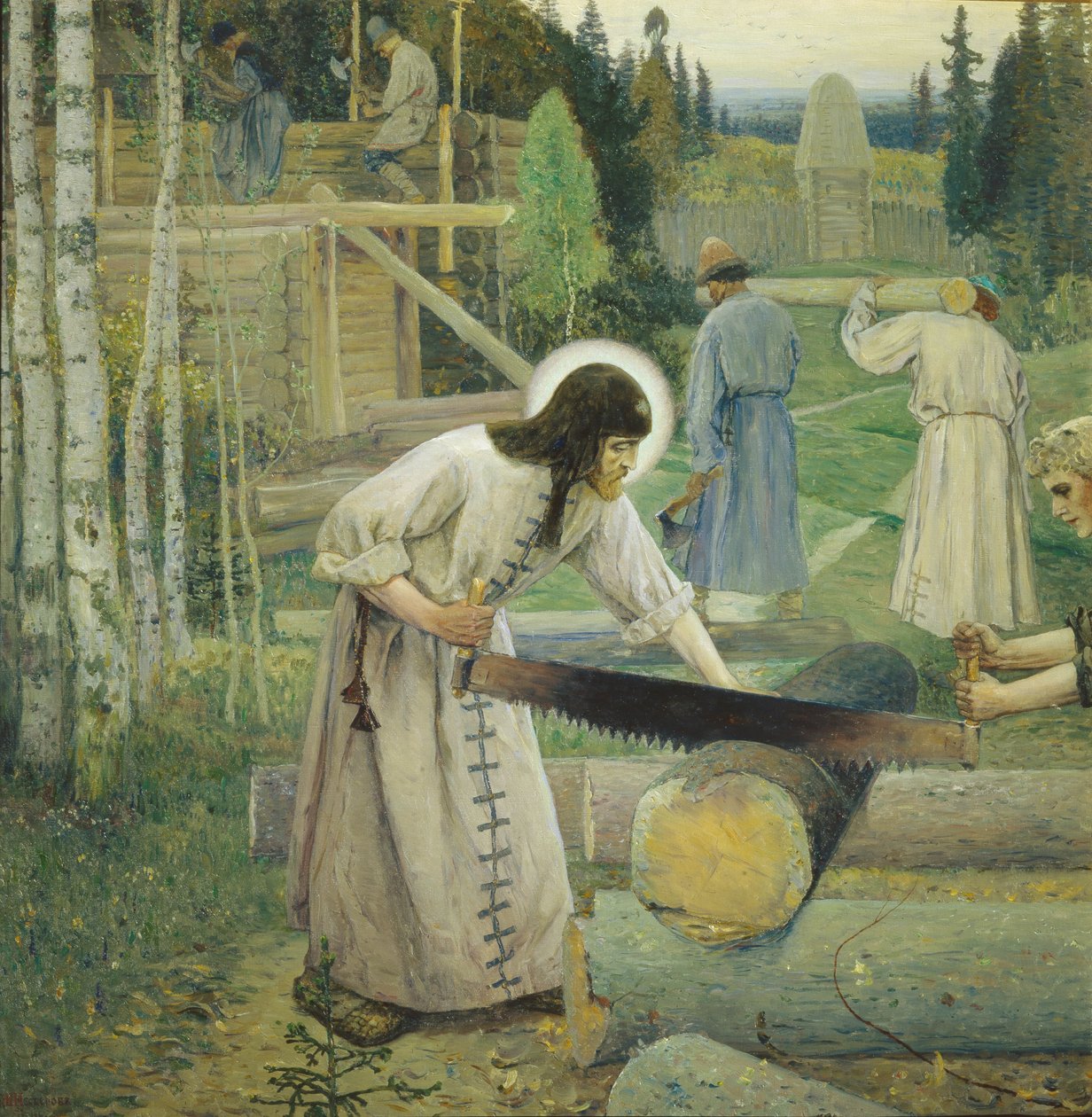 Saint Sergius pracuje Triptych, střední část, 1896 od Mikhail Vasilievich Nesterov