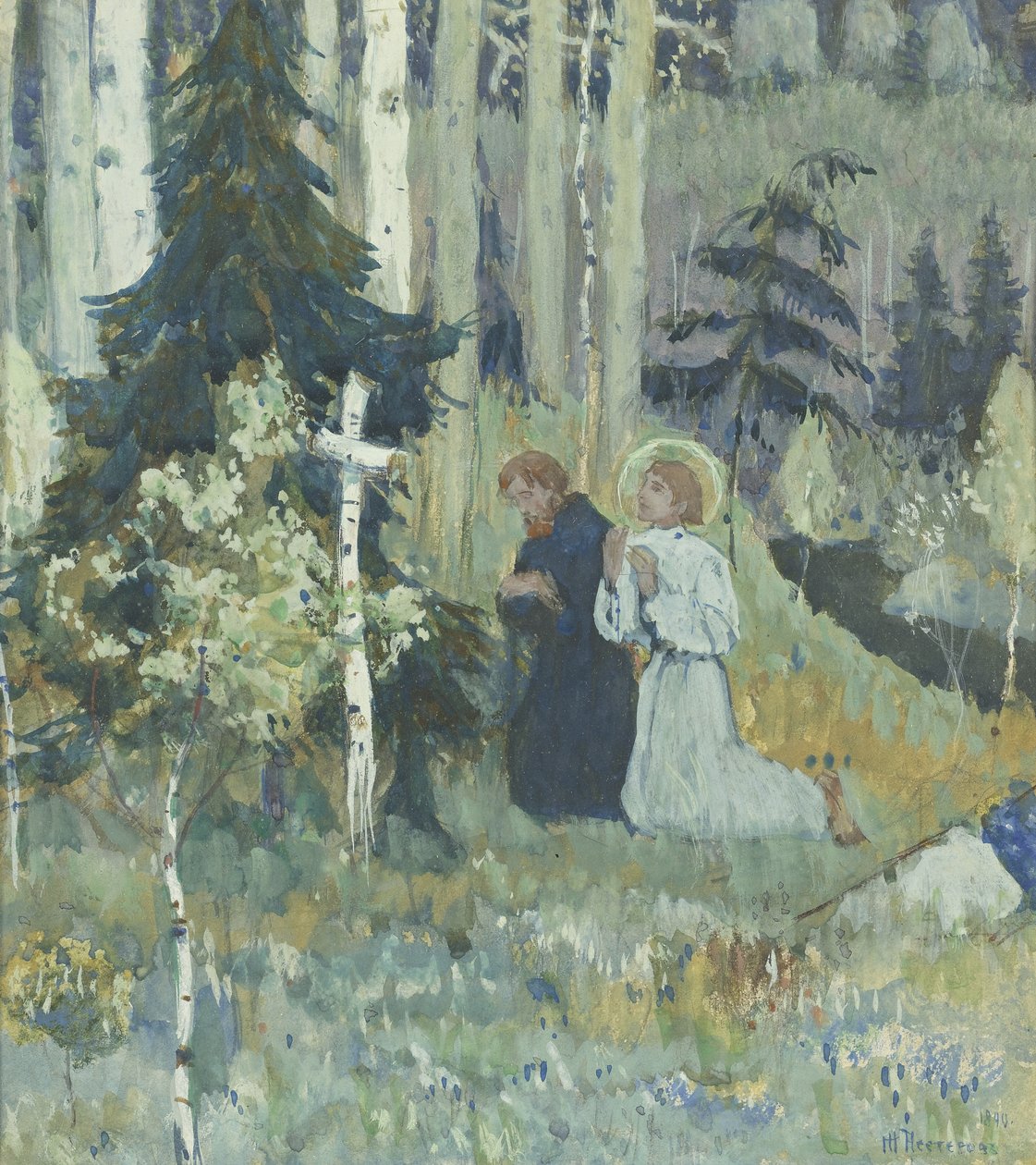 Založení kláštera Trinity-Sergius od Mikhail Vasilievich Nesterov