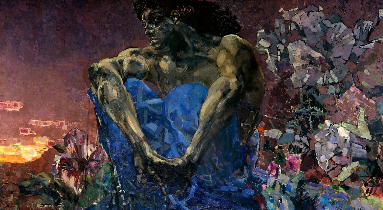 Démon (sedící) od Mikhail Aleksandrovich Vrubel