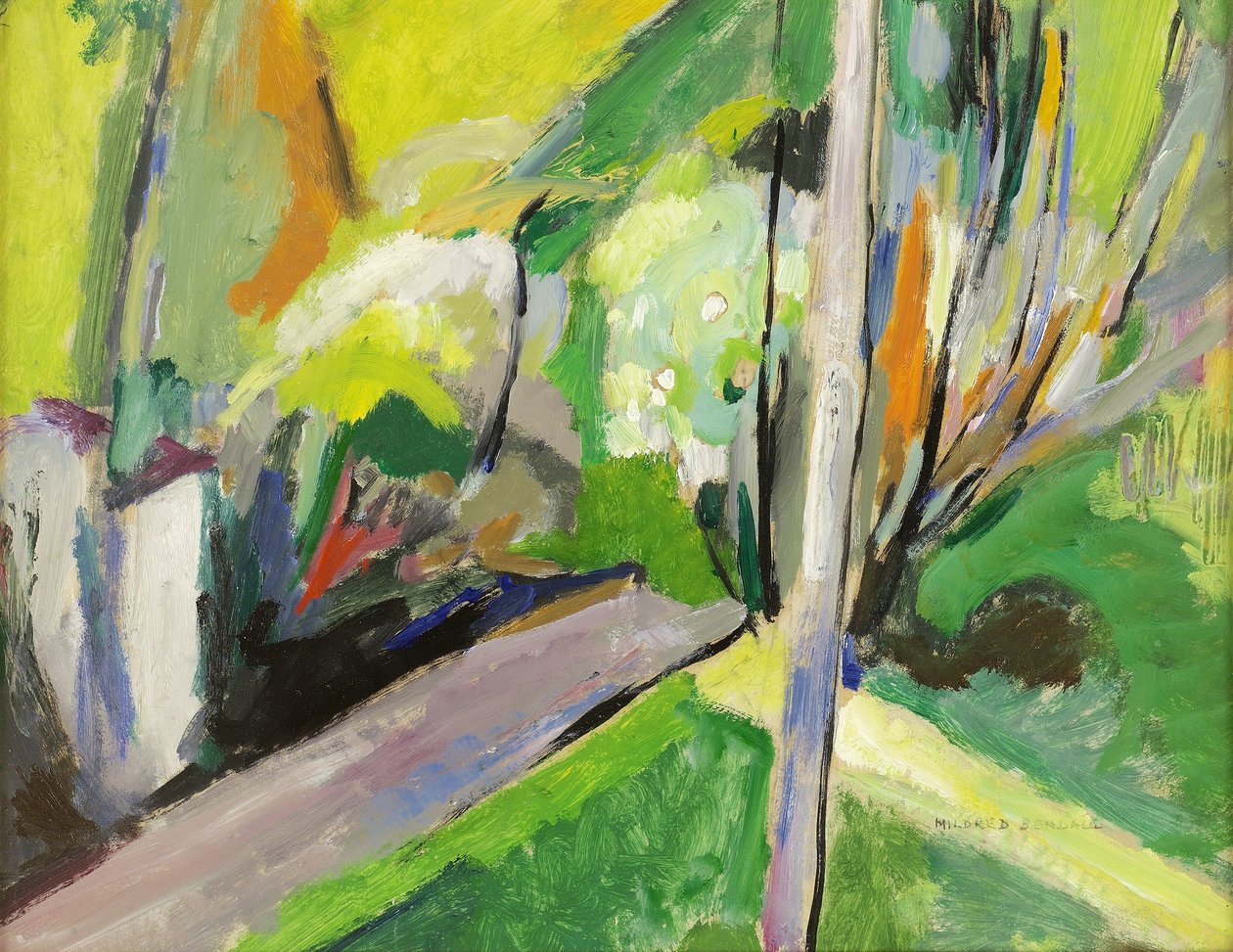 Venkovská stezka, cca 1935 (olej na papíře položený na panelu) od Mildred Bendall