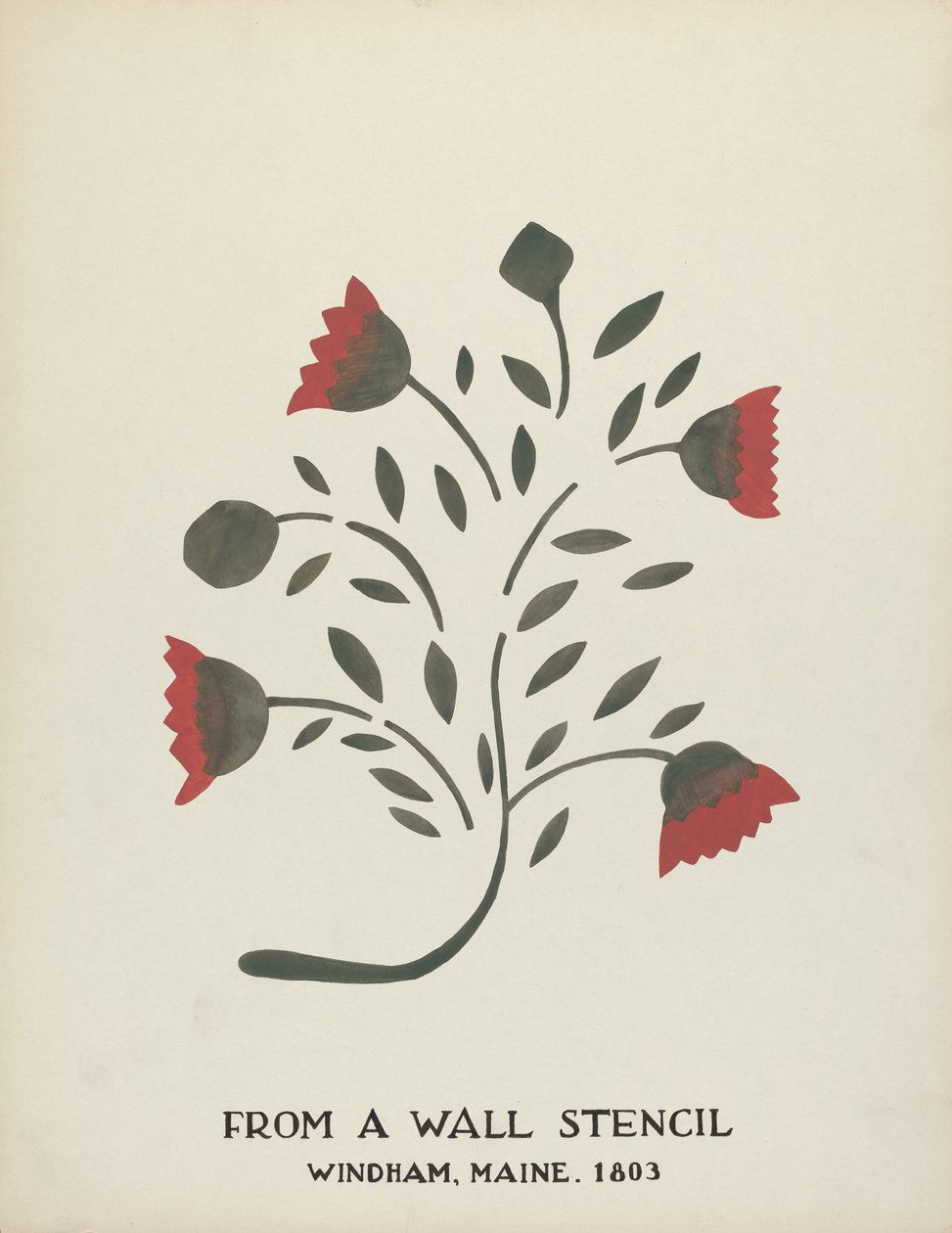 Design z Windham, Maine 1803: Z navrhovaného portfolia "Maine Wall Stencils" od Mildred E. Bent