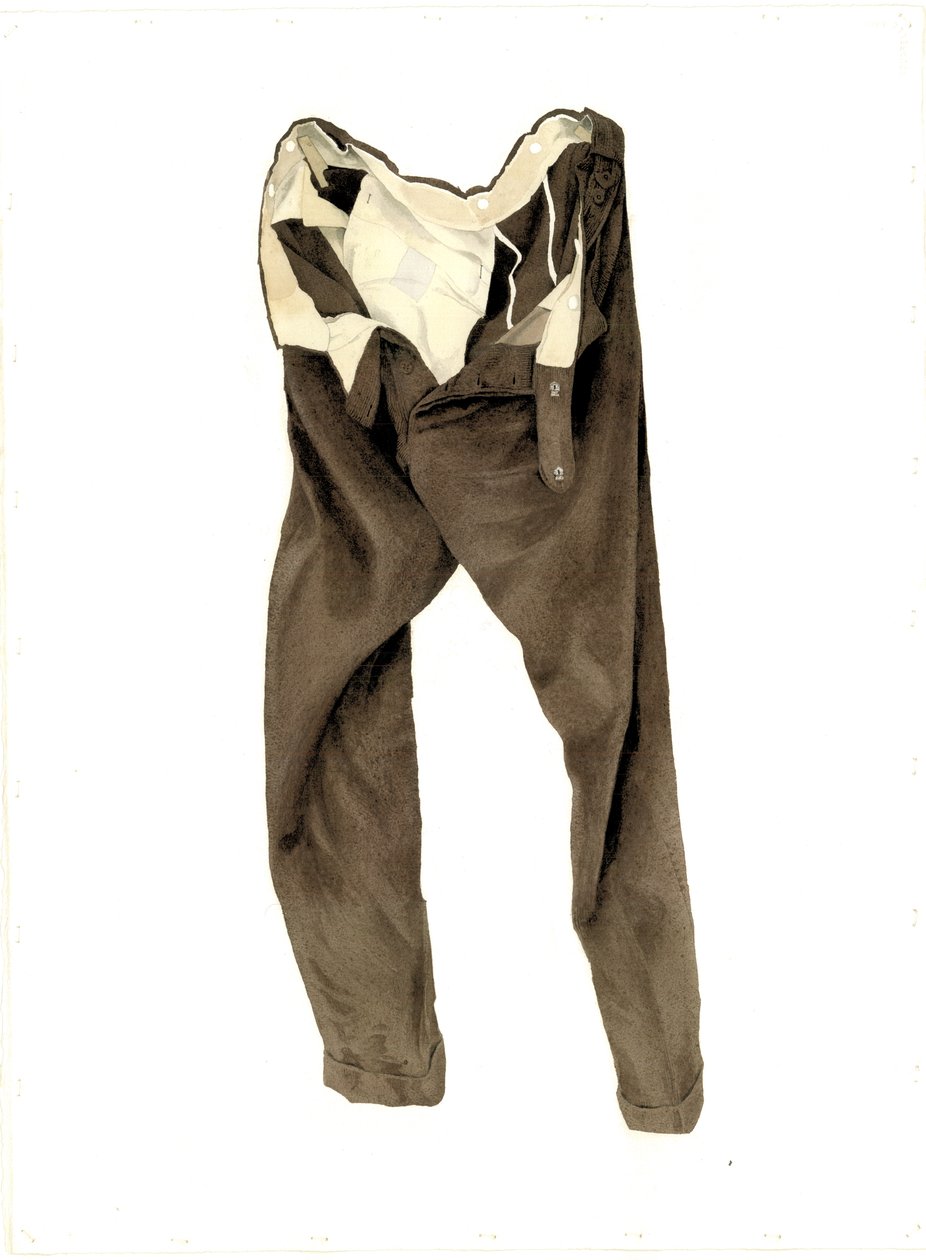 Hnědé manšestrové kalhoty (Michael) 2003 (wc na papíře) od Miles Contemporary Artist Thistlethwaite