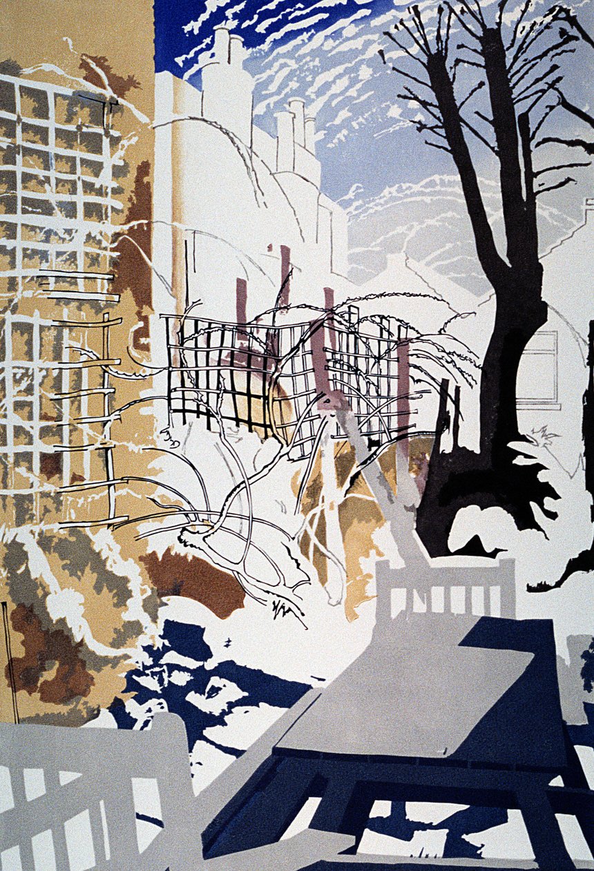 Stark Winter Back-Garden, 1993 (barevný linoryt) od Miles Contemporary Artist Thistlethwaite