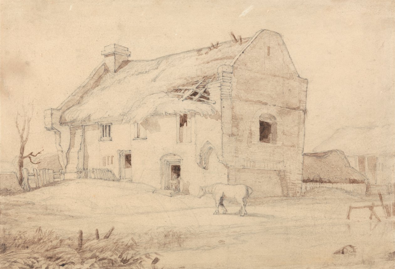 Chata s pasoucími se koňmi od Miles Edmund Cotman