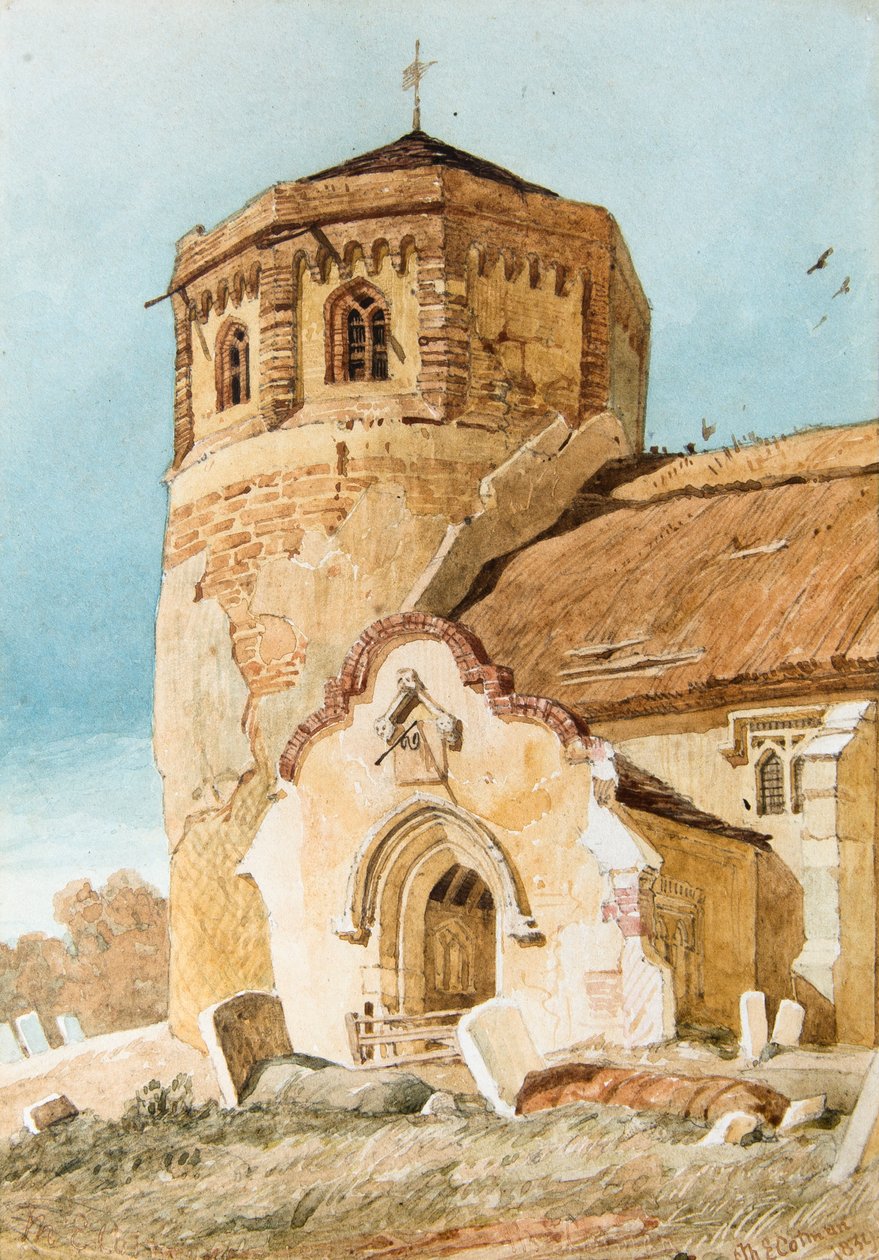 Věž a jižní kruchta, kostel svatého Ondřeje, West Dereham od Miles Edmund Cotman