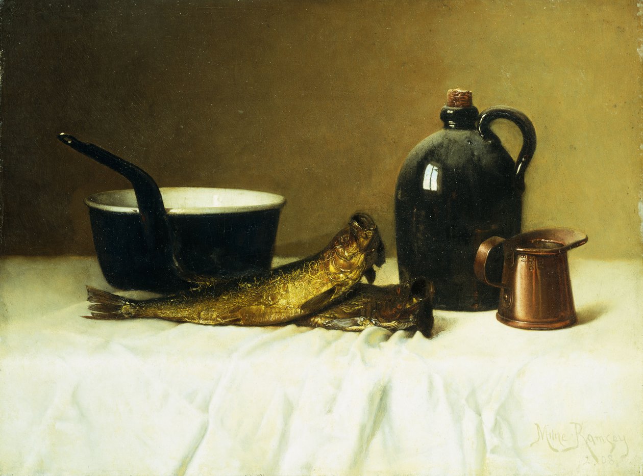 Zátiší se Sleďem, hrncem, džbánem a mírou, 1908 od Milne Ramsey