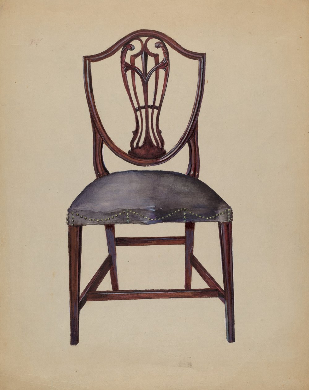 Židle, asi 1936 (akvarel a kvaš na papíře) od Mina Lowry