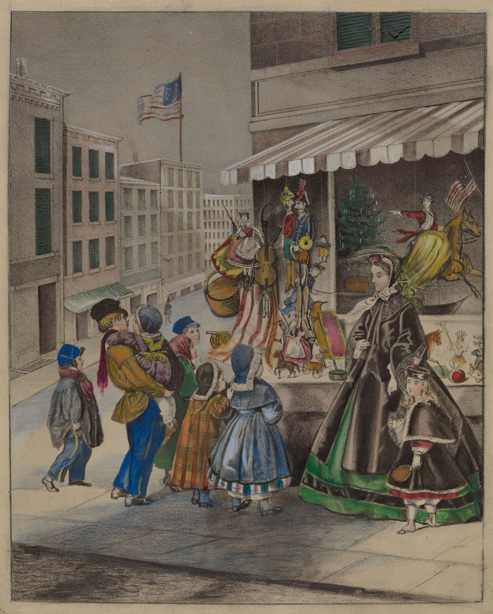 Barevná litografie: Silvestr, c. 1936. od Mina Lowry