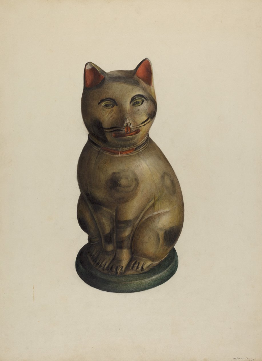 Pa. Německé sedací chalkware Kat od Mina Lowry
