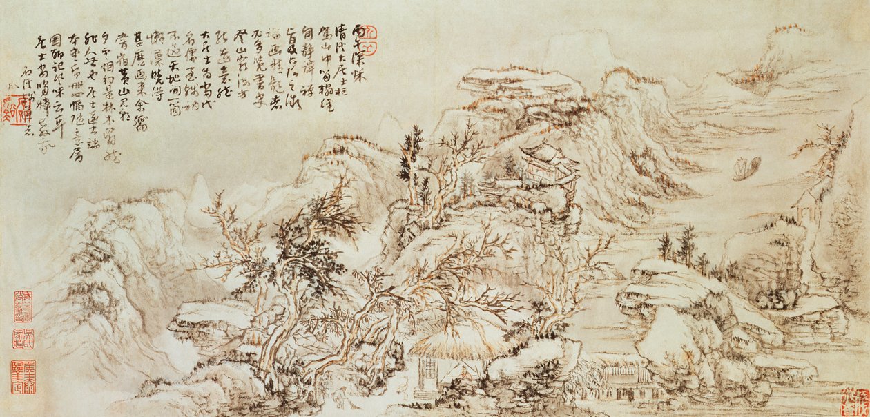 Přidejte 331 Mountain View, možná 17. století (inkoust na papíře) od Ming Dynasty Chinese School