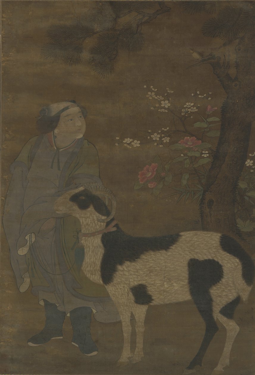 Vznešený chlapec a jeho koza od Ming Dynasty Chinese School