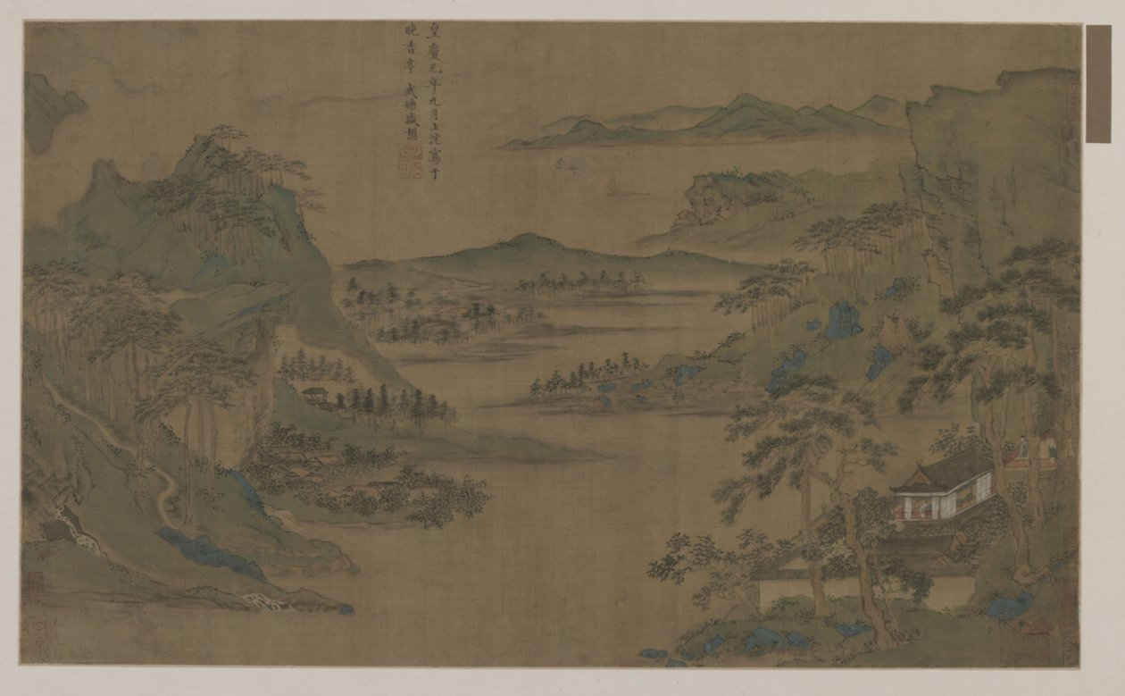 Široký výhled na hory a vodu od Ming Dynasty Chinese School