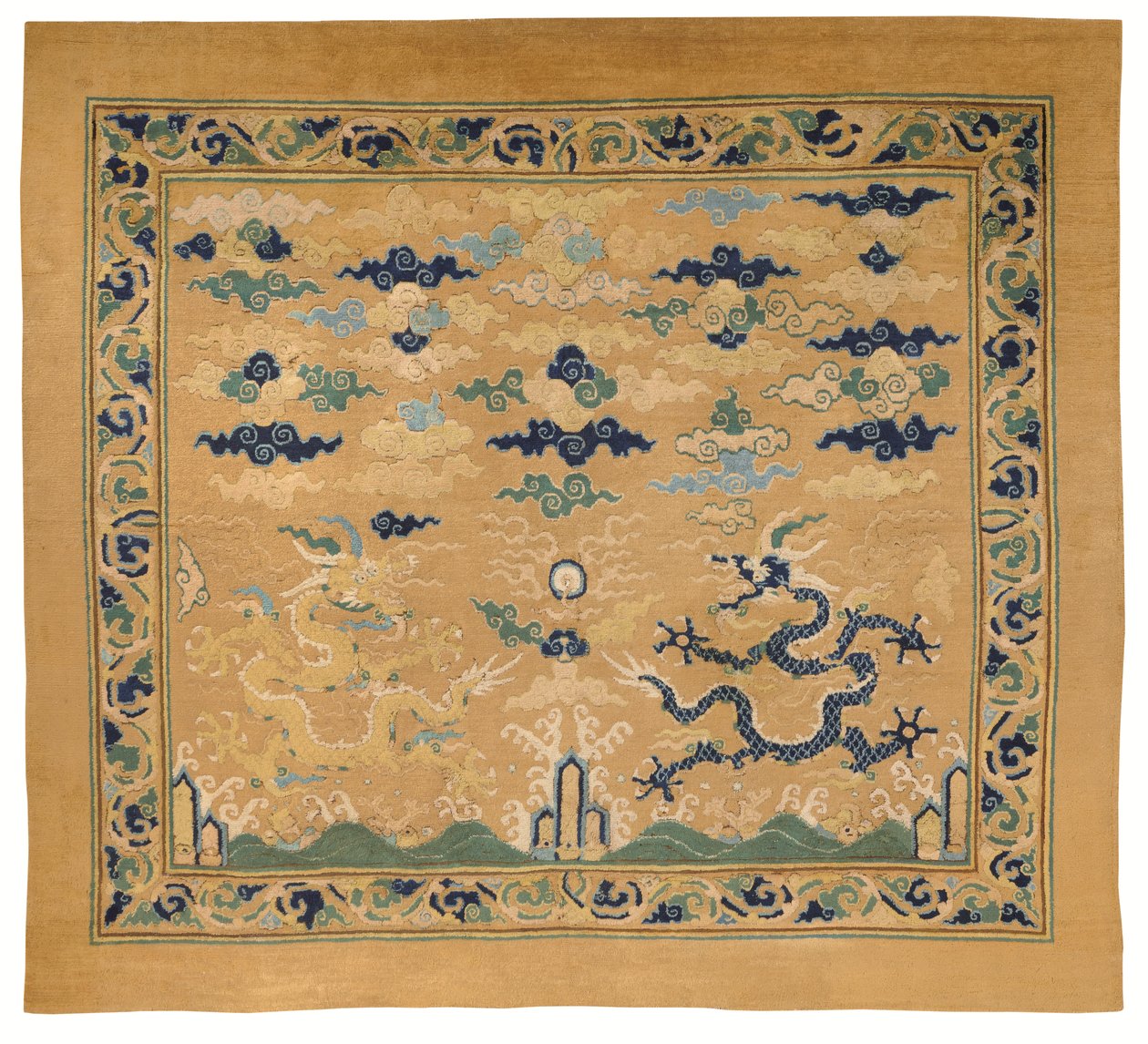 Vzácný a nádherný císařský trůnní koberec "Dragon od Ming Dynasty Chinese School