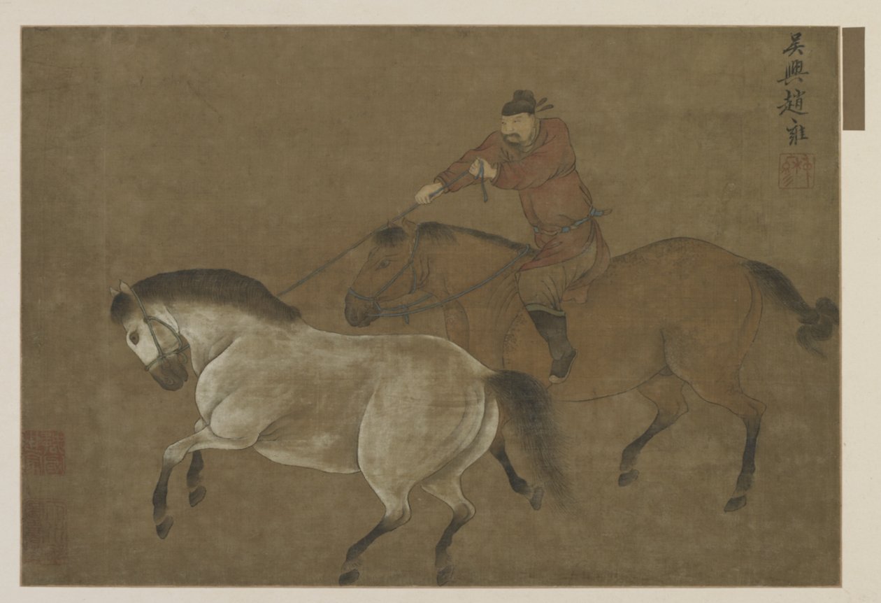 Jezdec na koni na laso od Ming Dynasty Chinese School