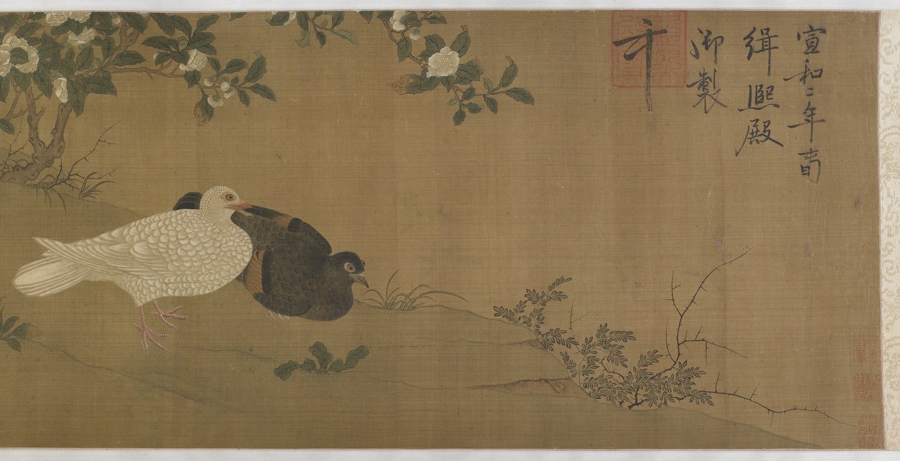 Kamélie, holubi a zpěvní ptáci od Ming Dynasty Chinese School