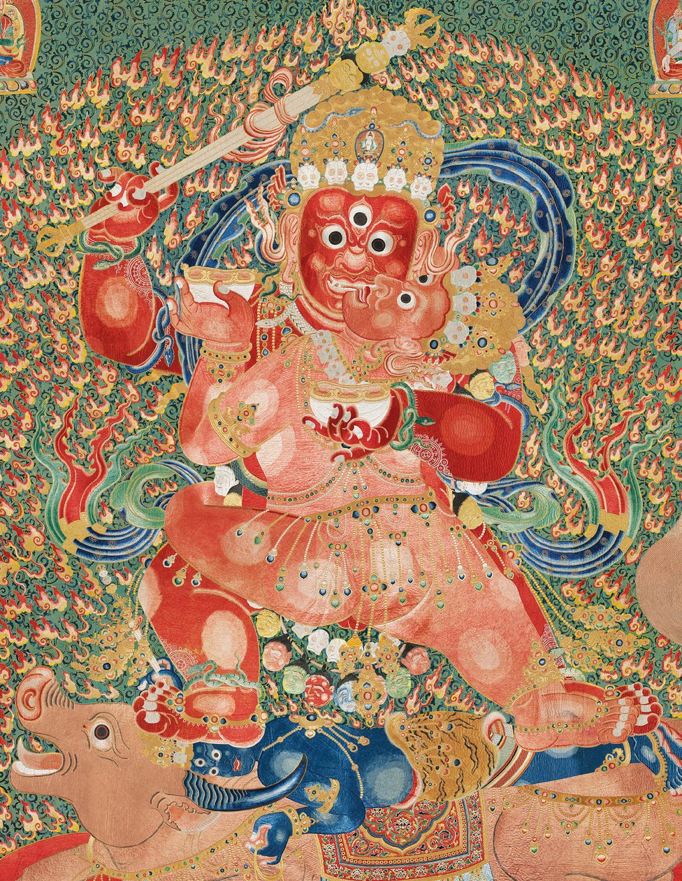Detail císařské vyšívané hedvábné thangky od Ming Dynasty Chinese School