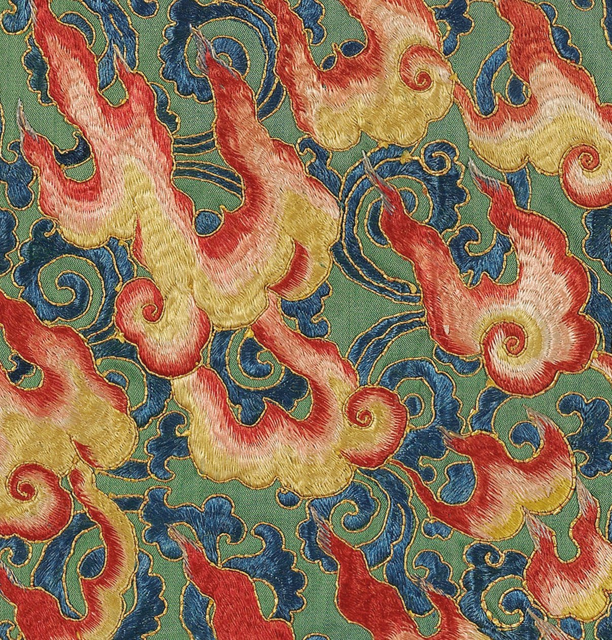 Detail císařské vyšívané hedvábné thangky od Ming Dynasty Chinese School