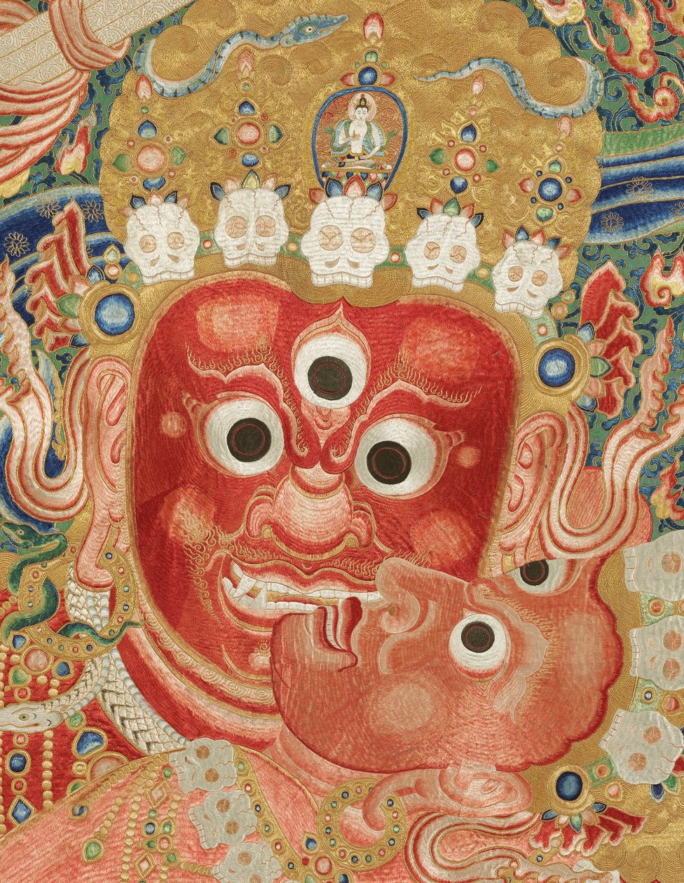 Detail císařské vyšívané hedvábné thangky od Ming Dynasty Chinese School
