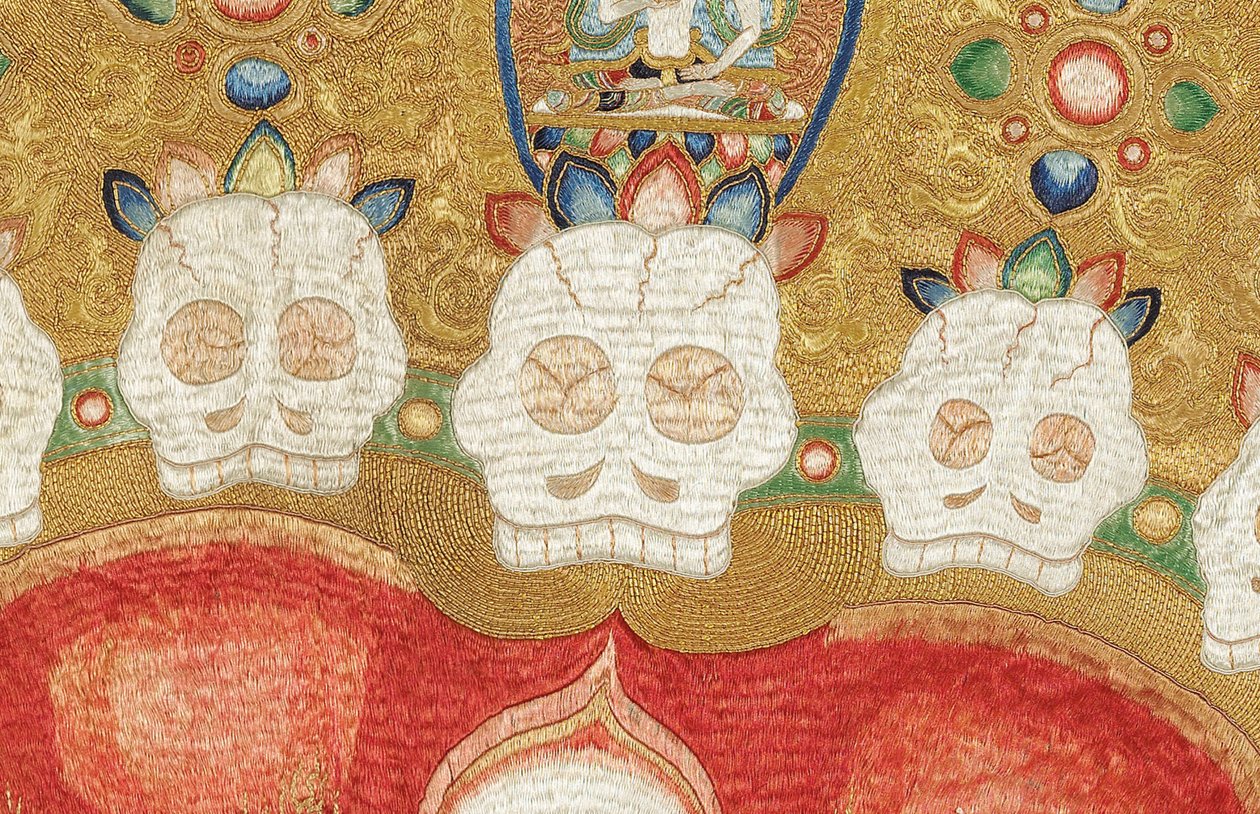 Detail císařské vyšívané hedvábné thangky od Ming Dynasty Chinese School