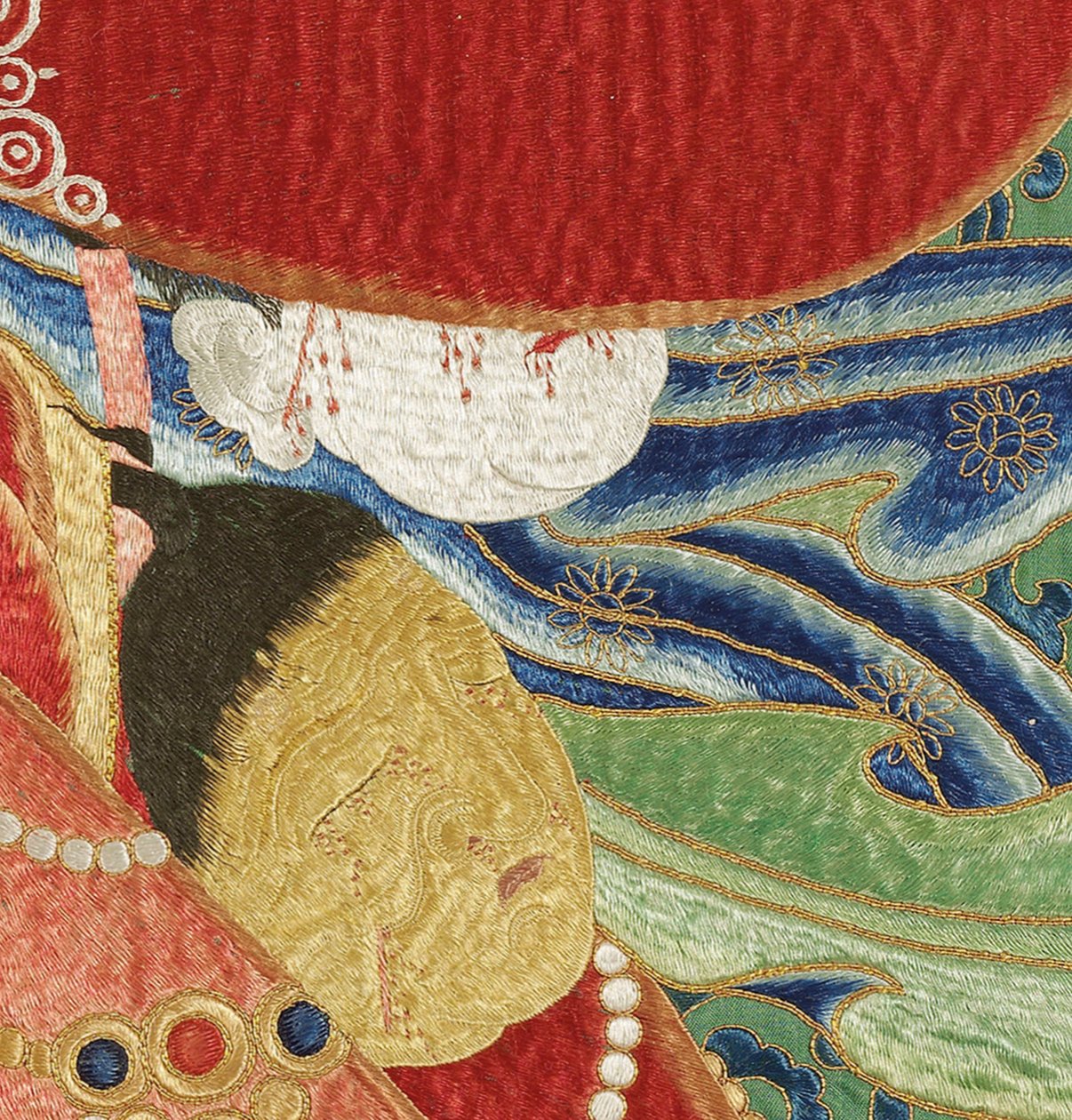 Detail císařské vyšívané hedvábné thangky od Ming Dynasty Chinese School