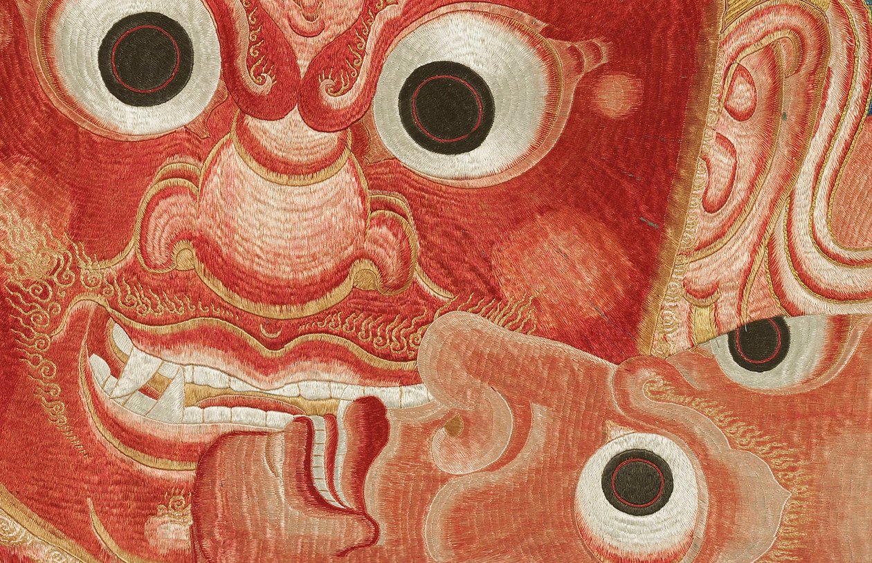 Detail císařské vyšívané hedvábné thangky od Ming Dynasty Chinese School