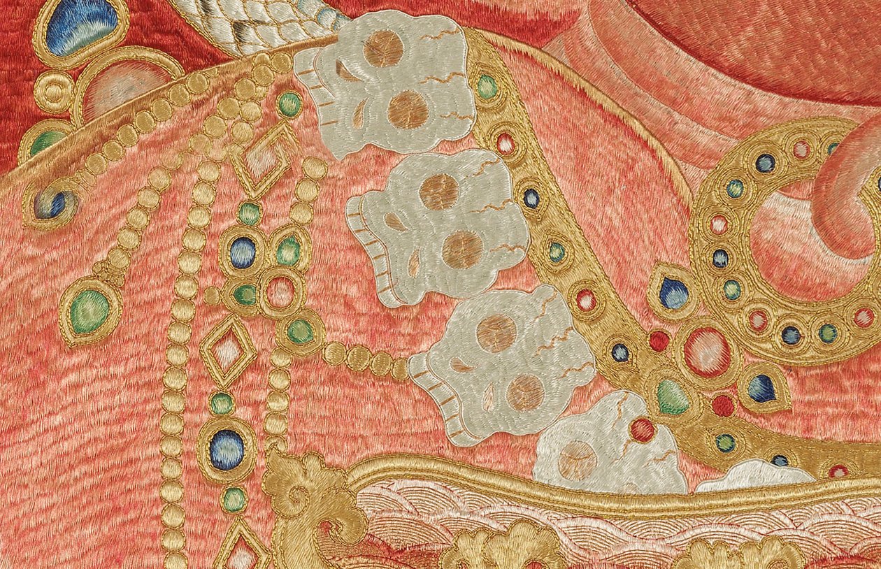 Detail císařské vyšívané hedvábné thangky od Ming Dynasty Chinese School