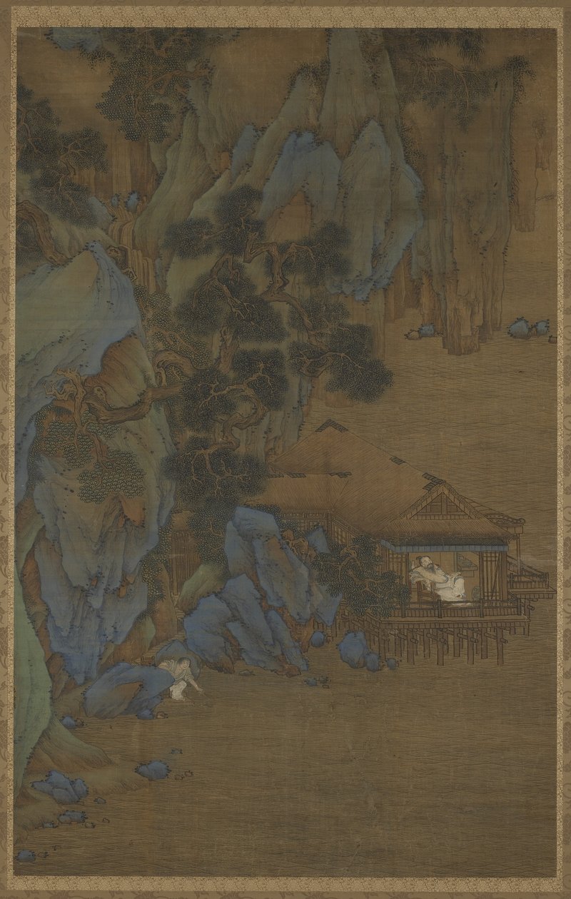 Užívání vánku v pavilonu na břehu, 16.–17. století od Ming Dynasty Chinese School