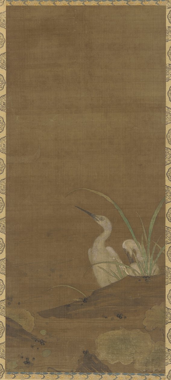 Volavky a vodní rostliny (inkoust a barva na hedvábí) od Ming Dynasty Chinese School