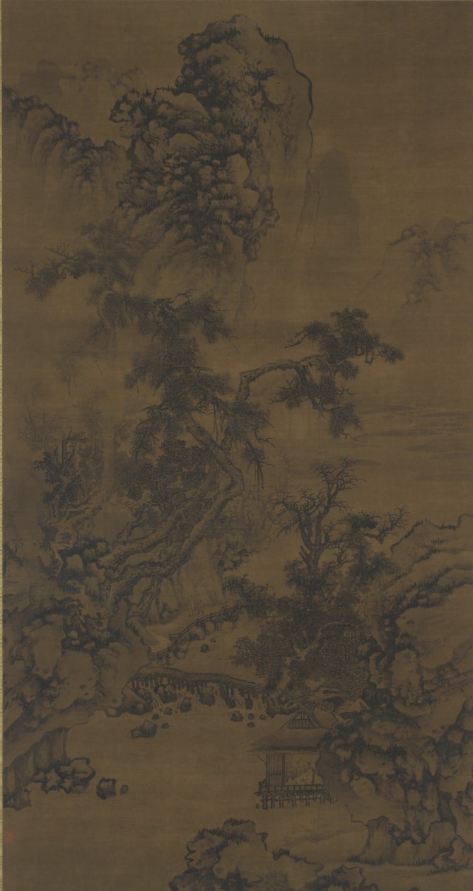Poslech Pines v pavilonu Riverside od Ming Dynasty Chinese School