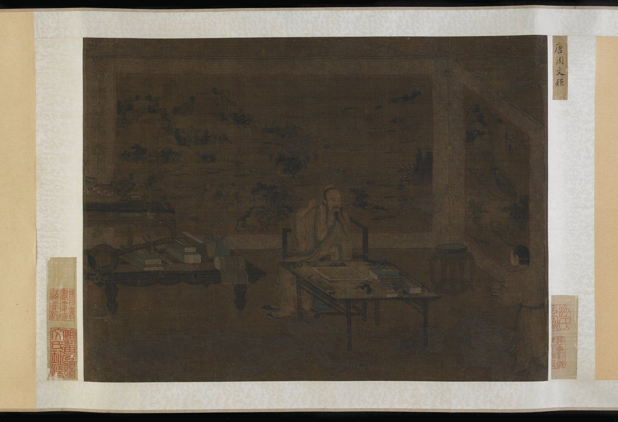 Muž si čistí ucho od Ming Dynasty Chinese School